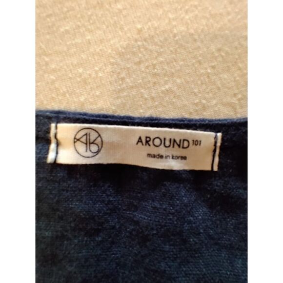 AROUND 101 NAVY BLUE LINEN LAGENLOOK DRESS OPEN SIZE TIE BACK SLEEVELESS - Picture 3 of 7